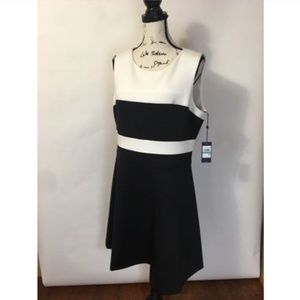 Tommy Hilfiger Womens Black White Sleeveless Dress